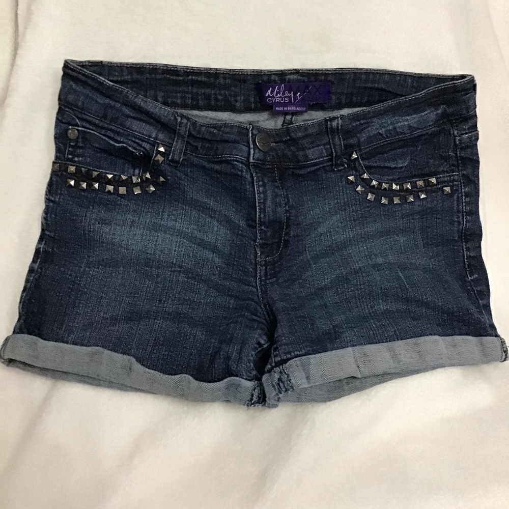 BCBGMaxazria Studded Blue Jeans Shorts Juniors 15